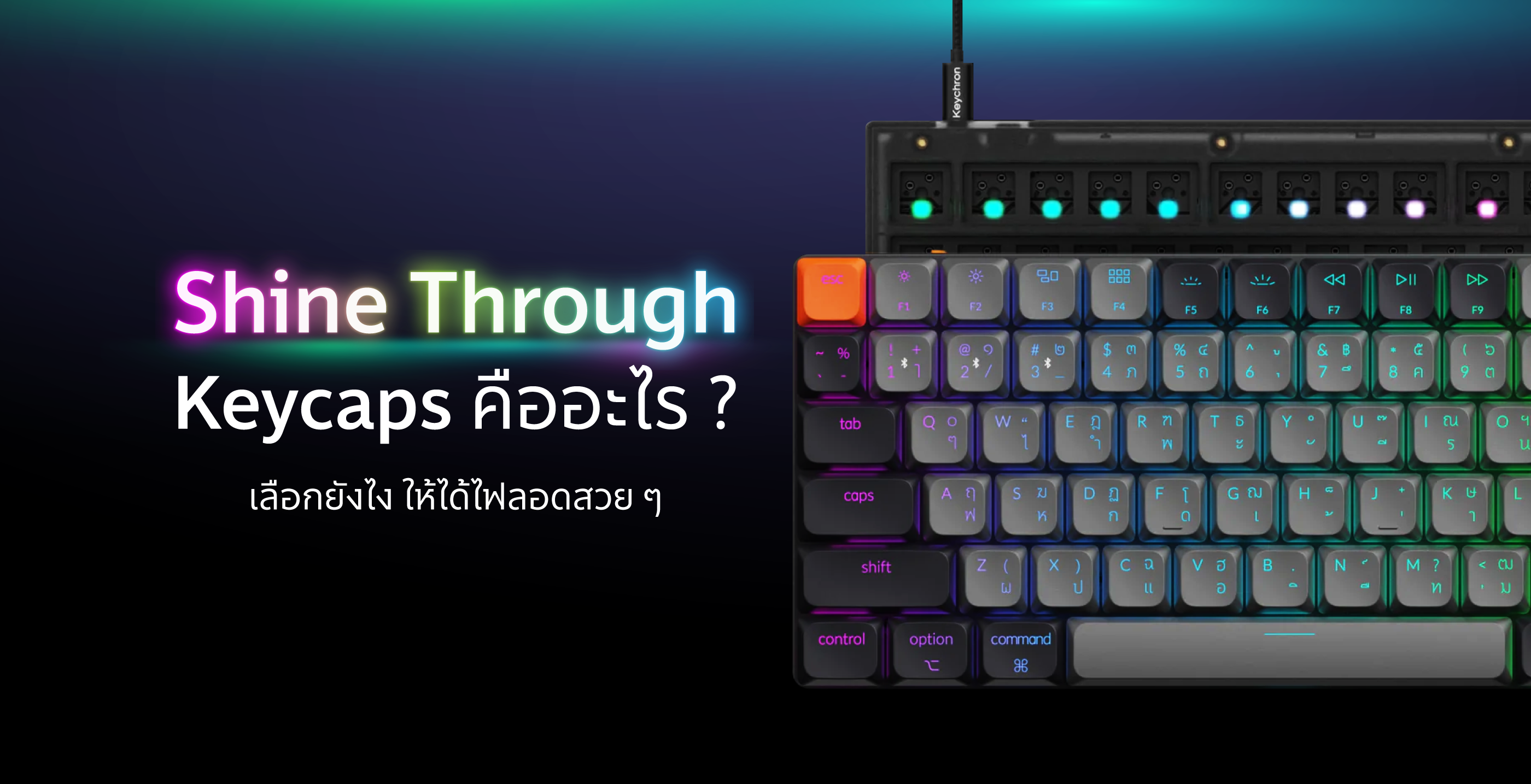 Shine Through Keycaps คืออะไร? เลือกยังไงให้ได้ ไฟลอดสวยๆ