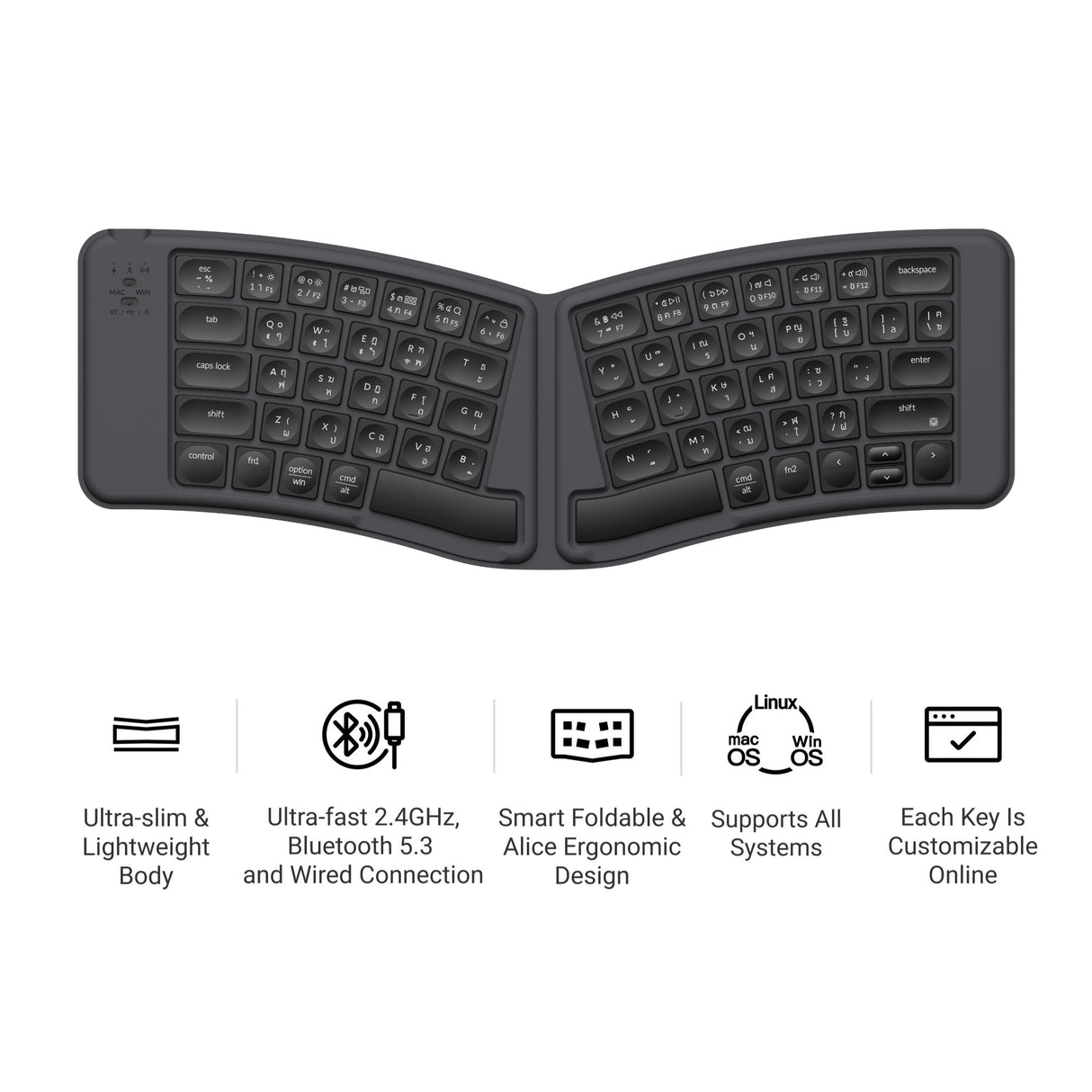 คีย์บอร์ดไร้สายพับได้ Keychron B11 Pro Ultra-Slim Wireless Foldable Keyboard