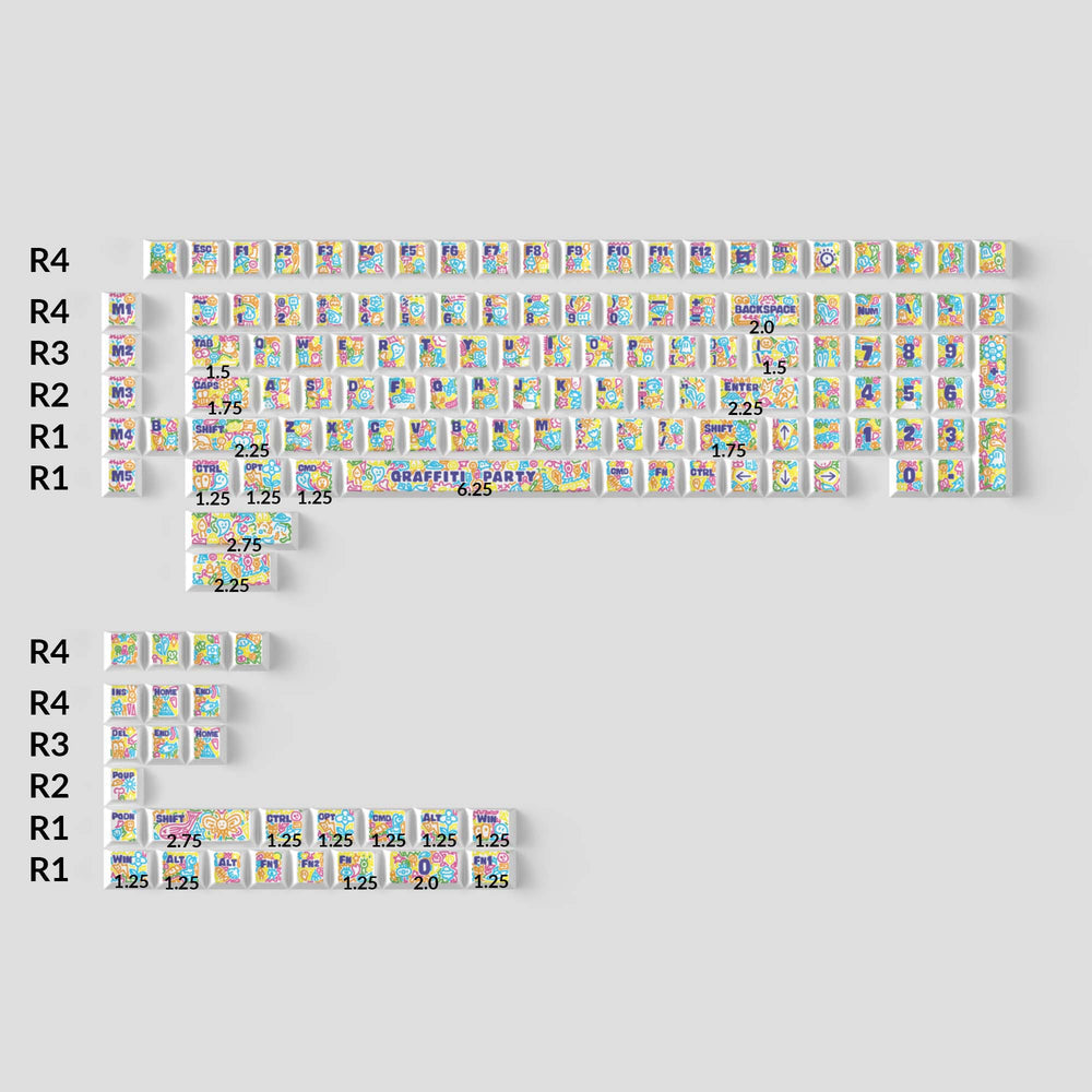 Graffiti Party - Cherry Profile Dye-Sub PBT Full Keycap Set - Keychron Thailand