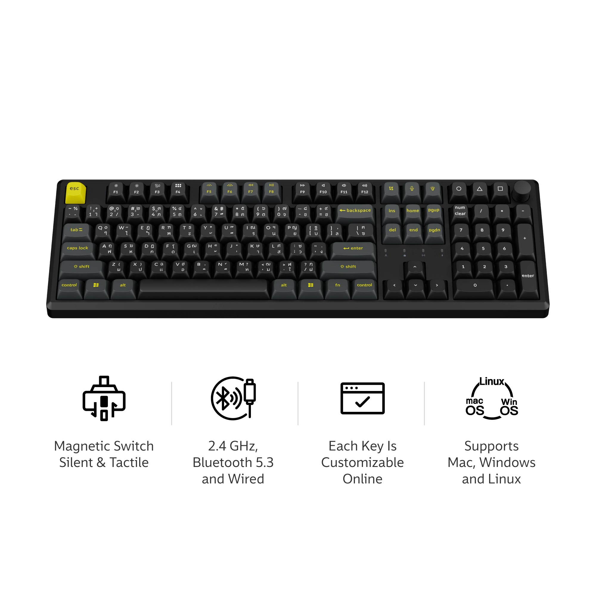 Keychron J5 TMR Wireless Magnetic Switch Keyboard - Keychron Thailand