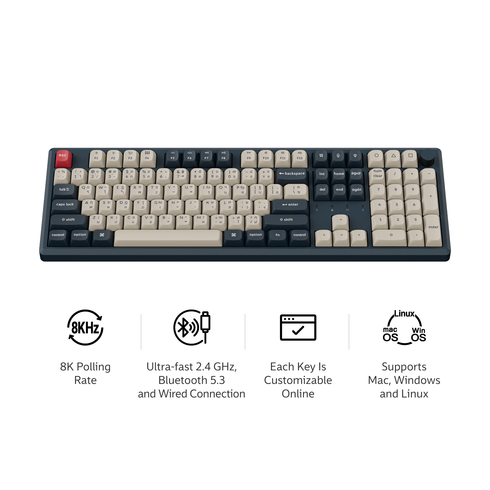 Keychron J5 Ultra 8K Wireless Custom Mechanical Keyboard