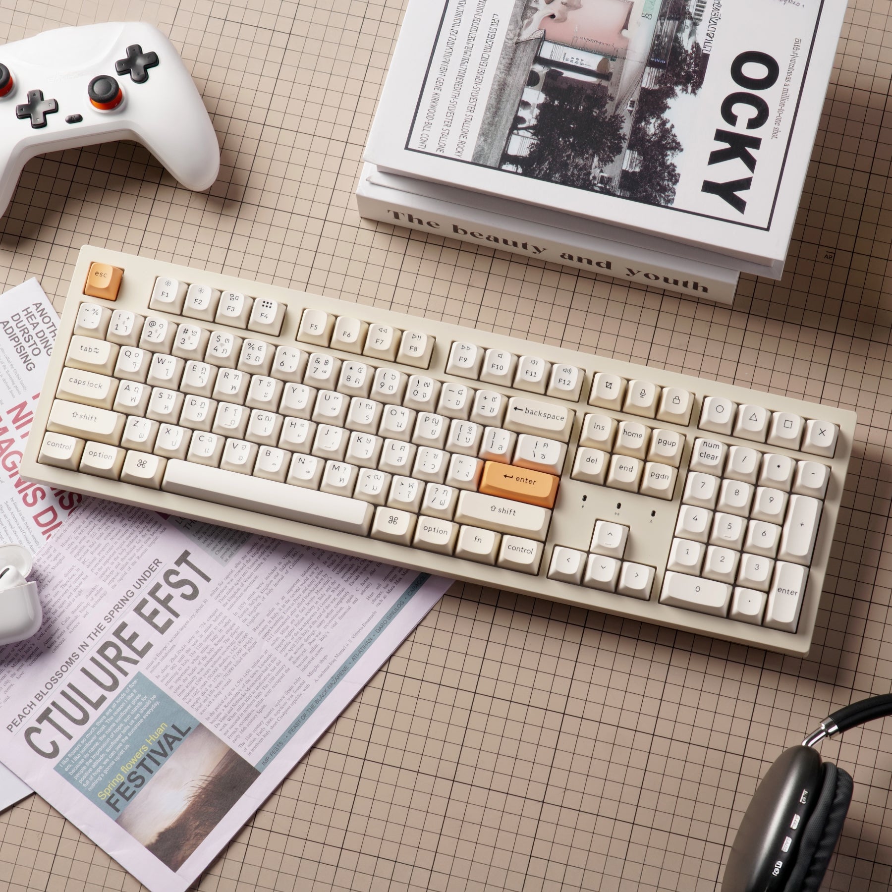 Keychron K10 ZMK Silent Wireless Mechanical Keyboard สีส้ม