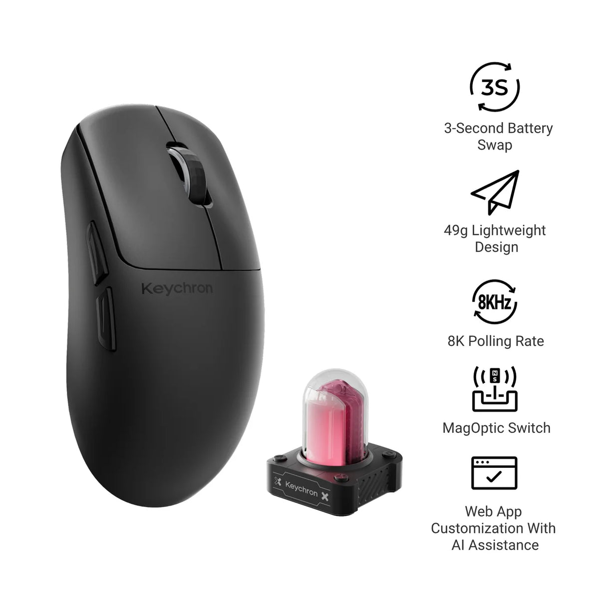 Keychron G6 HE UltraLight 8K Wireless Mouse