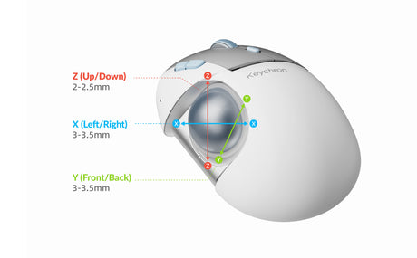 Keychron T1 HE Trackball Mouse ทรงไข่ มุมด้านข้าง เห็นปุ่มทั้ง 6 ปุ่ม