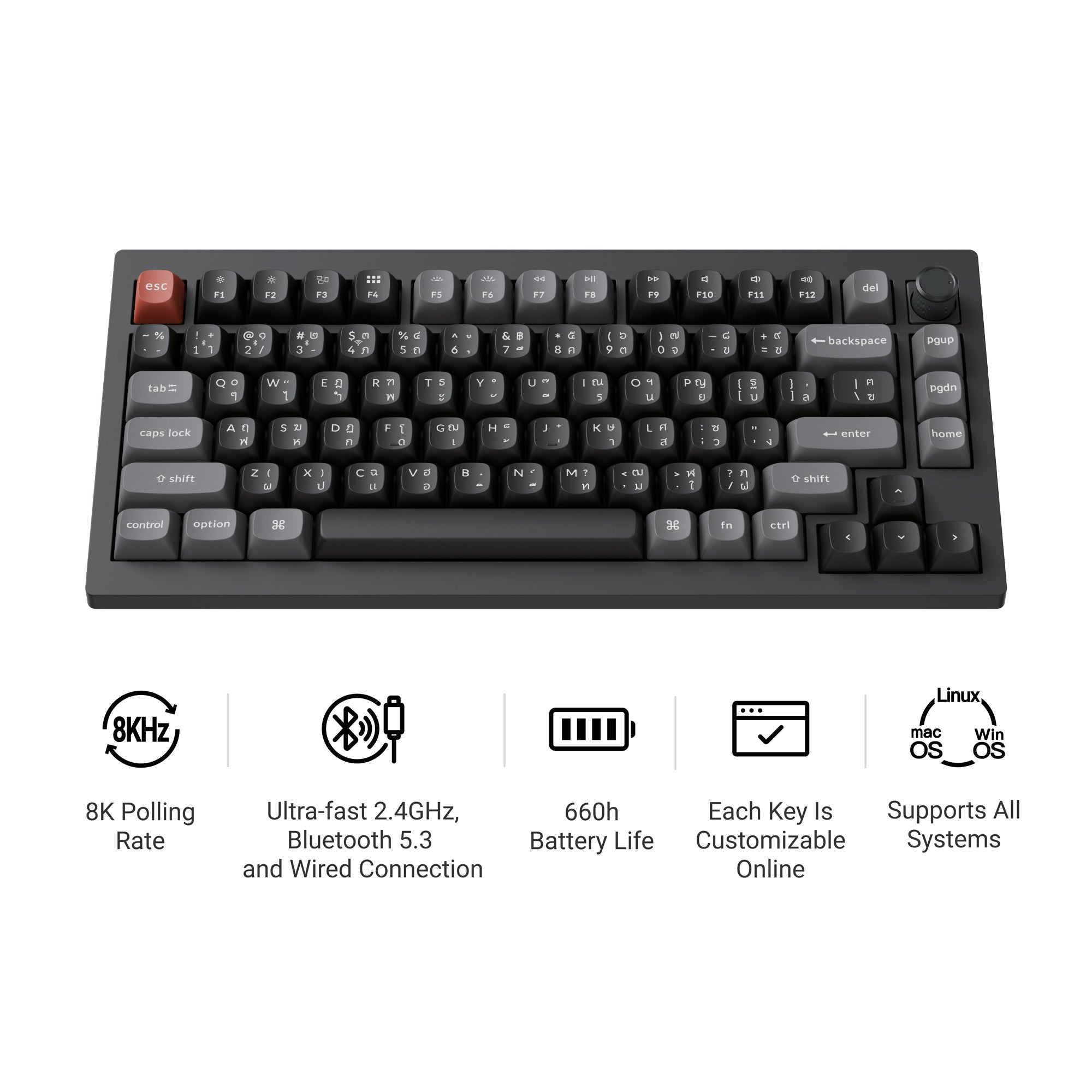 Keychron V1 Ultra 8K Wireless Custom Mechanical Keyboard - Keychron Thailand