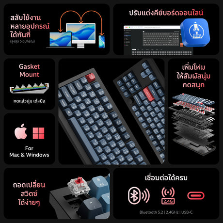 Keychron V3 Max QMK/VIA Wireless Custom Mechanical Keyboard - Keychron Thailand